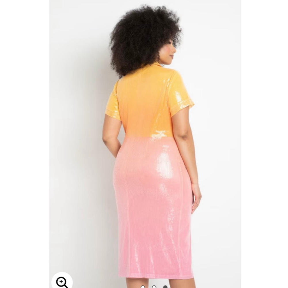 Women's ELOQUII Plus Size 32 Ombre Sequin Short Sleeve Dress - Picture 3 of 8